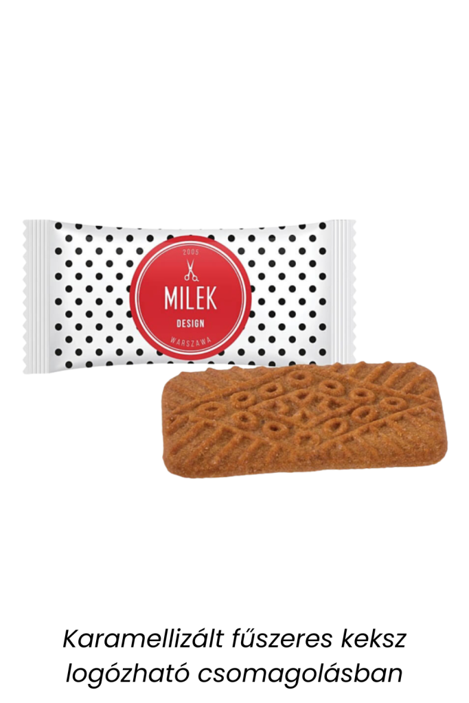 Karamellizált fűszeres keksz logózható csomagolásban