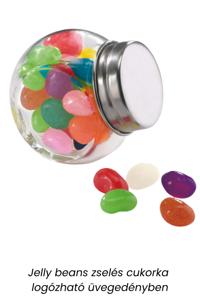 Jelly beans zselés cukorka logózható üvegedényben