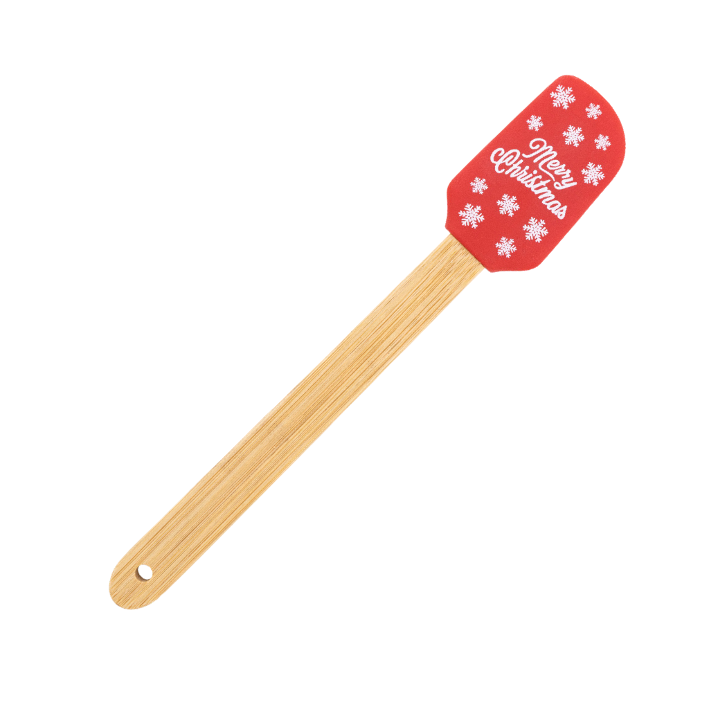 Szilikon konyhai spatula csillagmintával és "Merry Christmas" felirattal
